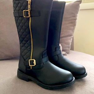 Quilted tall moto boot
